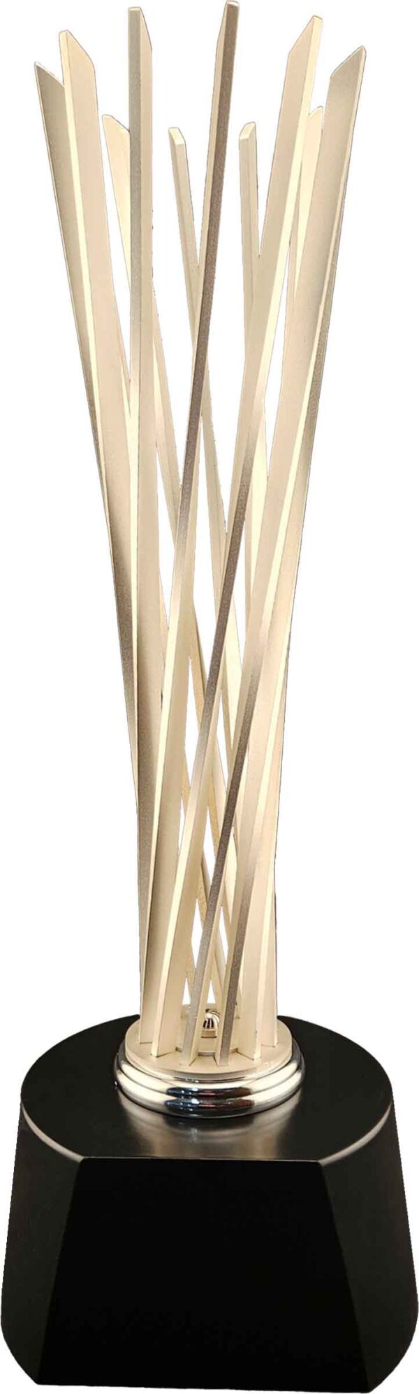 Radius Series, Hand made Silver finish Victory Spires on Timber Base.