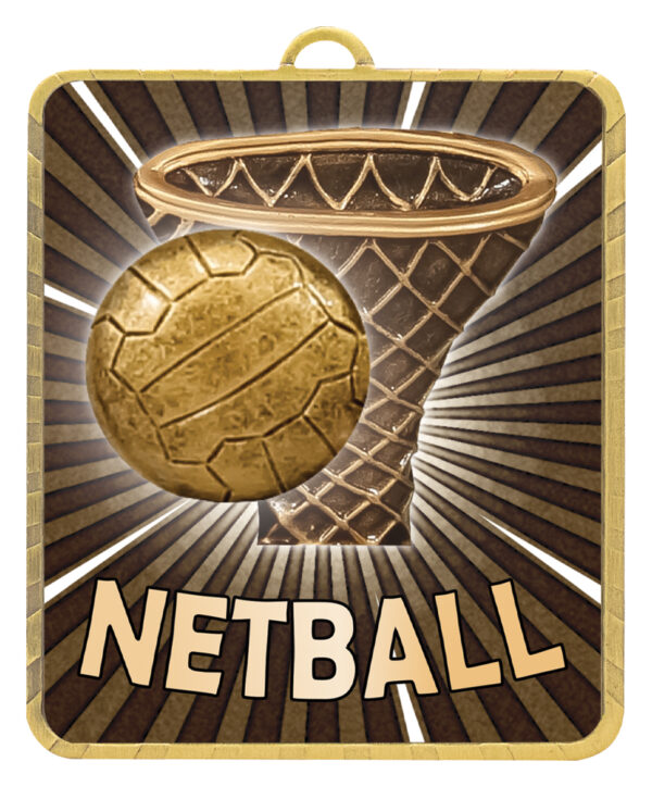 Netball Ladies Medal (63x75mm) Gold Only. - Image 2
