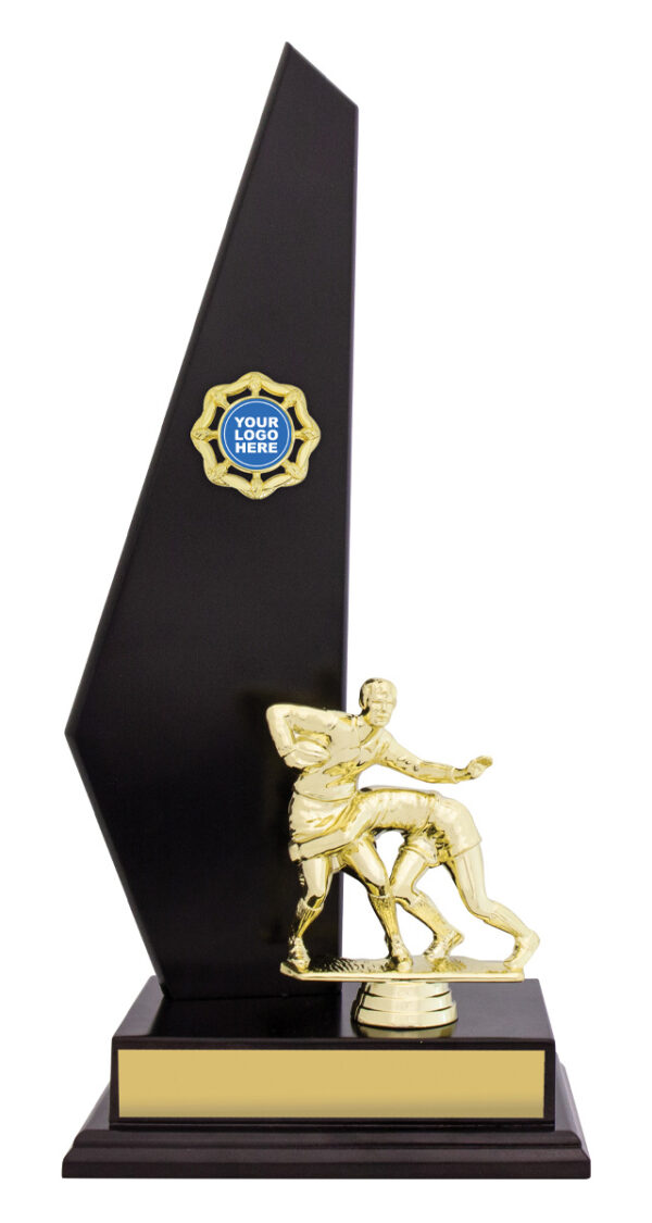 Rugby Timber Trophy 3 sizes and 2 colours.