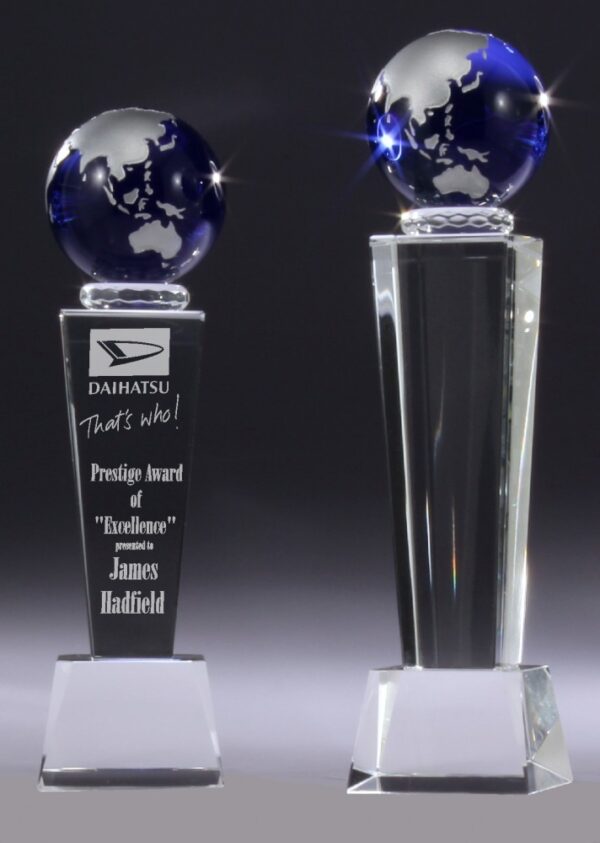 Crystal Blue Globe on Tower.