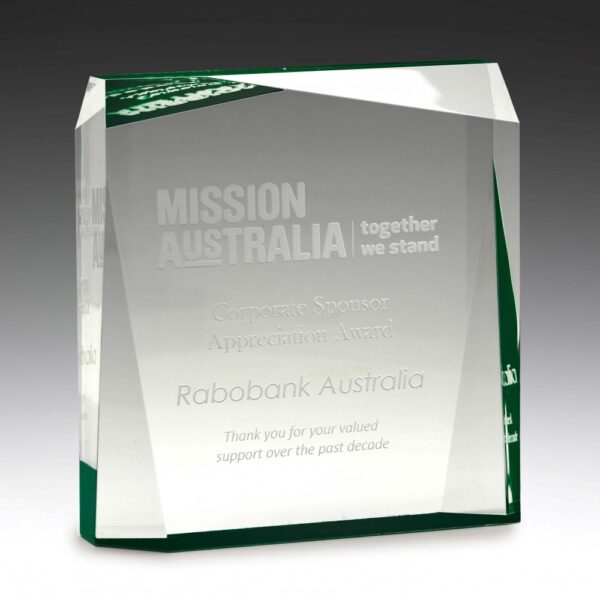 Acrylic Prism, 28mm thick with Facet Design & Colour Highlight, in Gift Box.