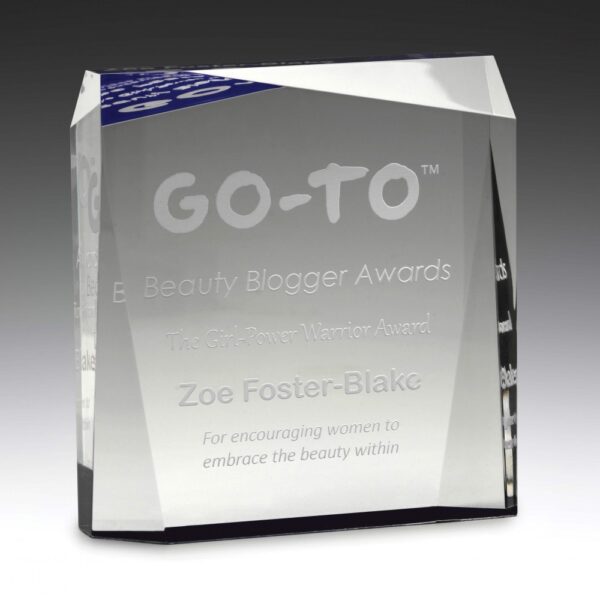 Acrylic Prism, 28mm thick with Facet Design & Colour Highlight, in Gift Box. - Image 2