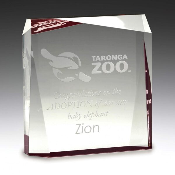 Acrylic Prism, 28mm thick with Facet Design & Colour Highlight, in Gift Box. - Image 3
