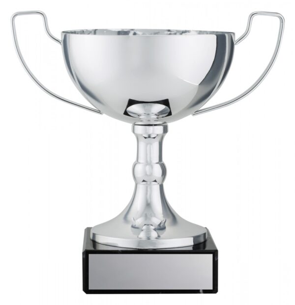 Silver Colour Metal Cup on marble base.
