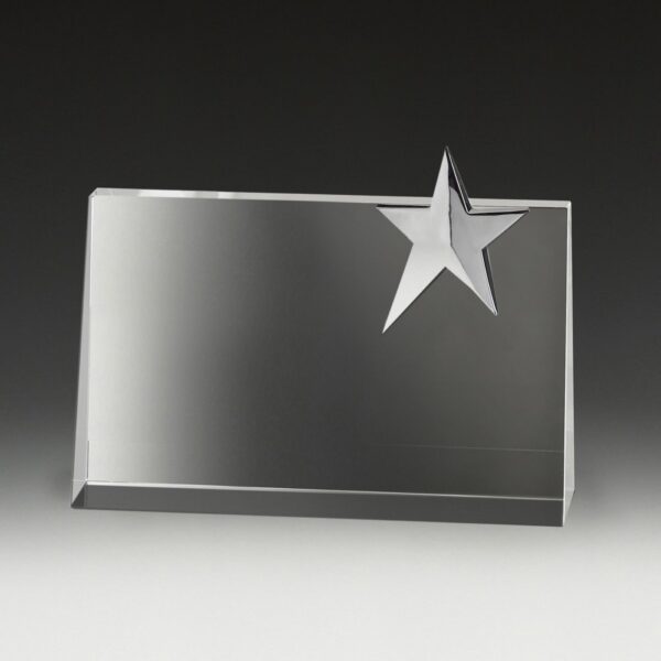 Crystal Star Rampart, 40mm thick tapered in landscape design with chrome star.