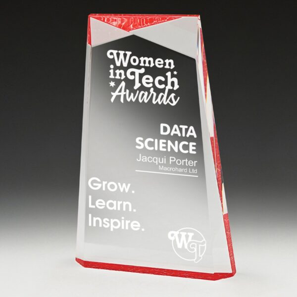 Acrylic Ballast, Classic Award with Stand Out Facet Design & Brilliant colour Accent. 25mm thick, in gift box.