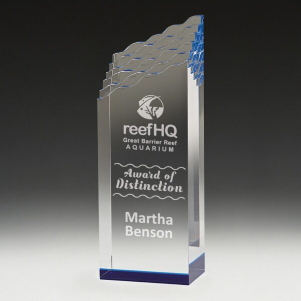 Blue Titan Acrylic Block with cascading Design, in gift box.