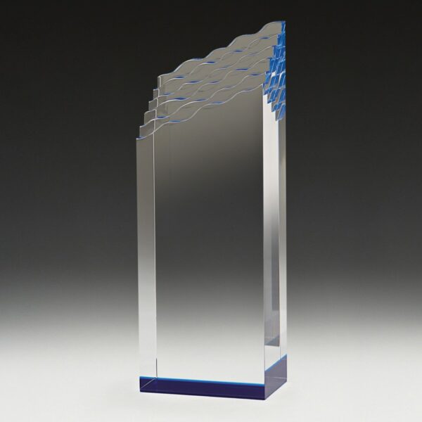 Blue Titan Acrylic Block with cascading Design, in gift box. - Image 2